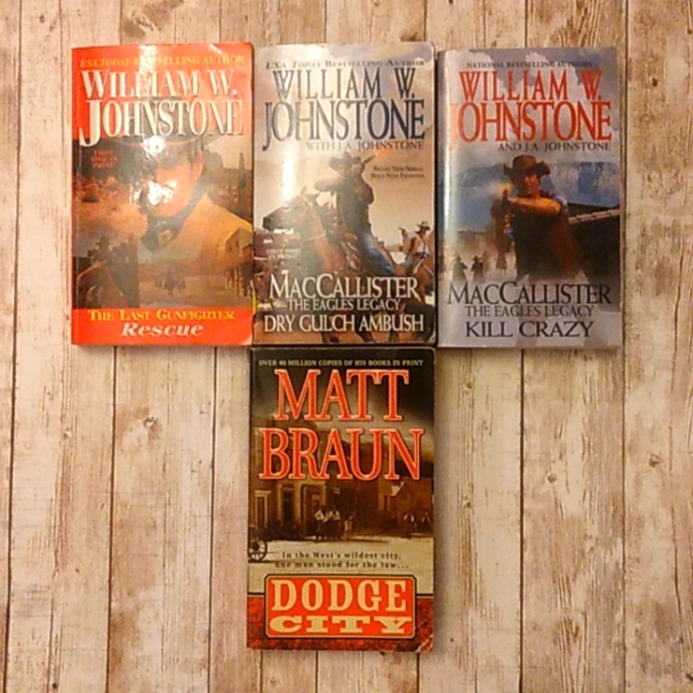 4 Paperback book lot:  Westerns by William W. Johnstone & Matt Braun (J2)